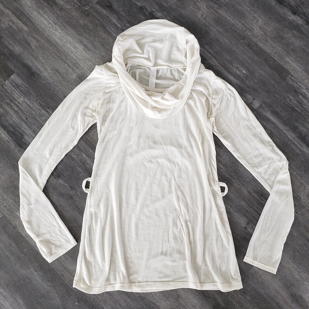 White Basic Aymara Long Sleeve Turtleneck Mini